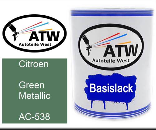 Citroen, Green Metallic, AC-538: 1L Lackdose, von ATW Autoteile West.